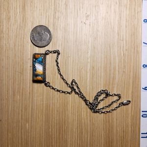 Turquoise and spiny oyster bar necklace